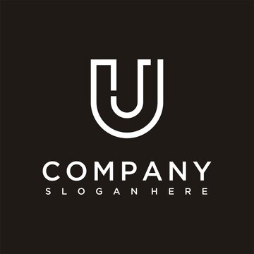  letter uj logo design vector image , uj letter  logo icon design template elements vector image, logo letter uj , logo letter u line 