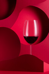 Red wine on a red papercut background