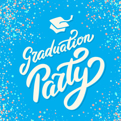 Graduation party. Vector handwritten lettering banner.