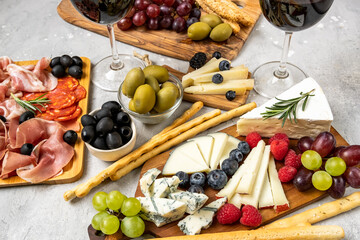 Cheese Board  parmesan, pecorino, gorgonzola, brie cheese and berries, olives and and grissini...