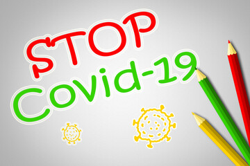 Stop Covid-19 Sign & Symbol, Illustration concept coronavirus COVID-19. virus wuhan from china.