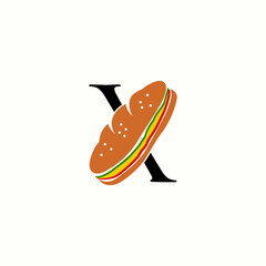 logo letter x with icon hotdog vector design
