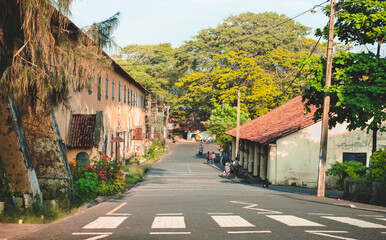 Galle, Southern Province, Sri Lanka - 02 12 2021: Streets of Galle Fort landscape photograph