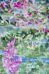 Colorful summer blossoming meadows. Beautiful season illustration color of season 2022 with flowering chamaenerion.