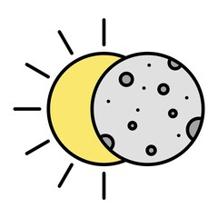 Vector Solar Eclipse Outline Icon Design