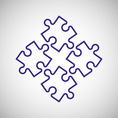Fototapeta premium Simple puzzle four piece business presentation. Circle puzzle outline infograph. 4 Step contour process diagram. Section line compare puzzle banner.