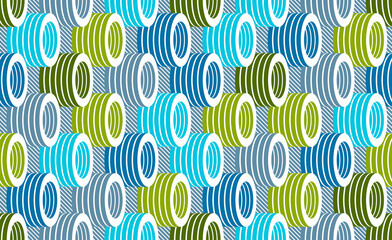 3D tubes optical seamless pattern, vector repeat tiling background, op art theme textile or wrapping paper, website backdrop or wallpaper.