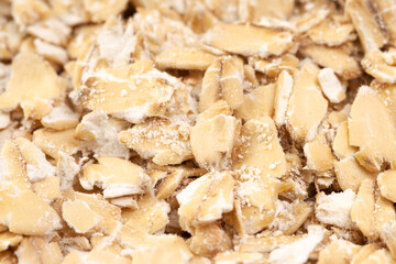 Oatmeal healthy uncooked dried flakes for muesli and breakfast porridge macro