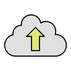 Vector Cloud Upload Outline Icon Design