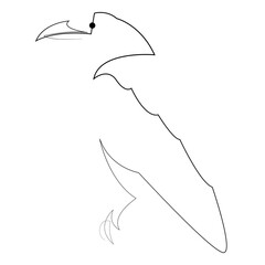 Continuous line raven. Single line minimal style crow vector illustration. Abstract bird drawing.
