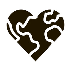 earth in heart shape glyph icon vector. earth in heart shape sign. isolated symbol illustration