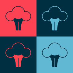 Pop art Broccoli icon isolated on color background. Vector