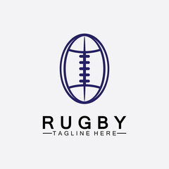 Rugby Ball American Football Icon Vector Logo Template