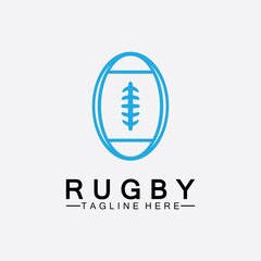 Rugby Ball American Football Icon Vector Logo Template