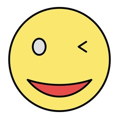 Vector Wink Outline Icon Design