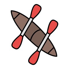 Vector Canoe Outline Icon Design