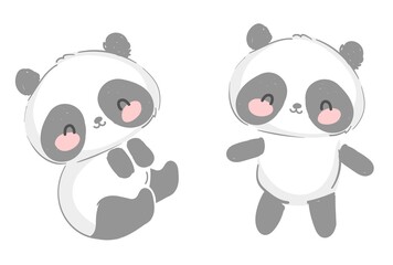 Cute Panda fun hand drawn Vector illustration