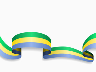 Gabon flag wavy abstract background. Vector illustration.