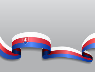 Slovakian flag wavy abstract background. Vector illustration.