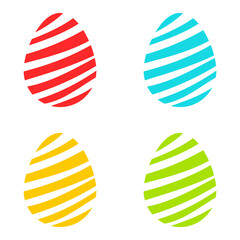 Logo eggs. Set of eggs. Eggs red, yellow, blue and green color. Icon. Vector illustration. EPS 10.