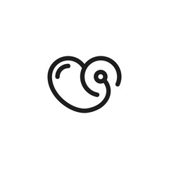 creative and simple stethoscope in heart shape vector - doodle design logo