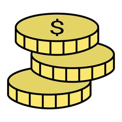 Vector Coins Outline Icon Design