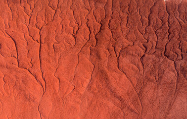 Neszmély, Hungary - Aerial view of drought red mud surface, industry waste, abstract nature texture.