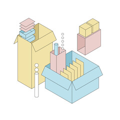 Delivery and shipping carton package. Cardboard boxes