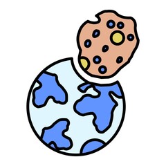 Vector Planet Collision Outline Icon Design