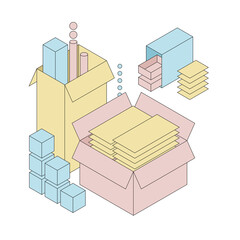 Delivery and shipping carton package. Cardboard boxes