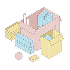 Delivery and shipping carton package. Cardboard boxes