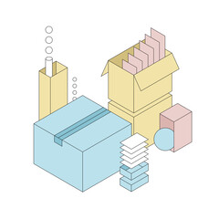 Delivery and shipping carton package. Cardboard boxes