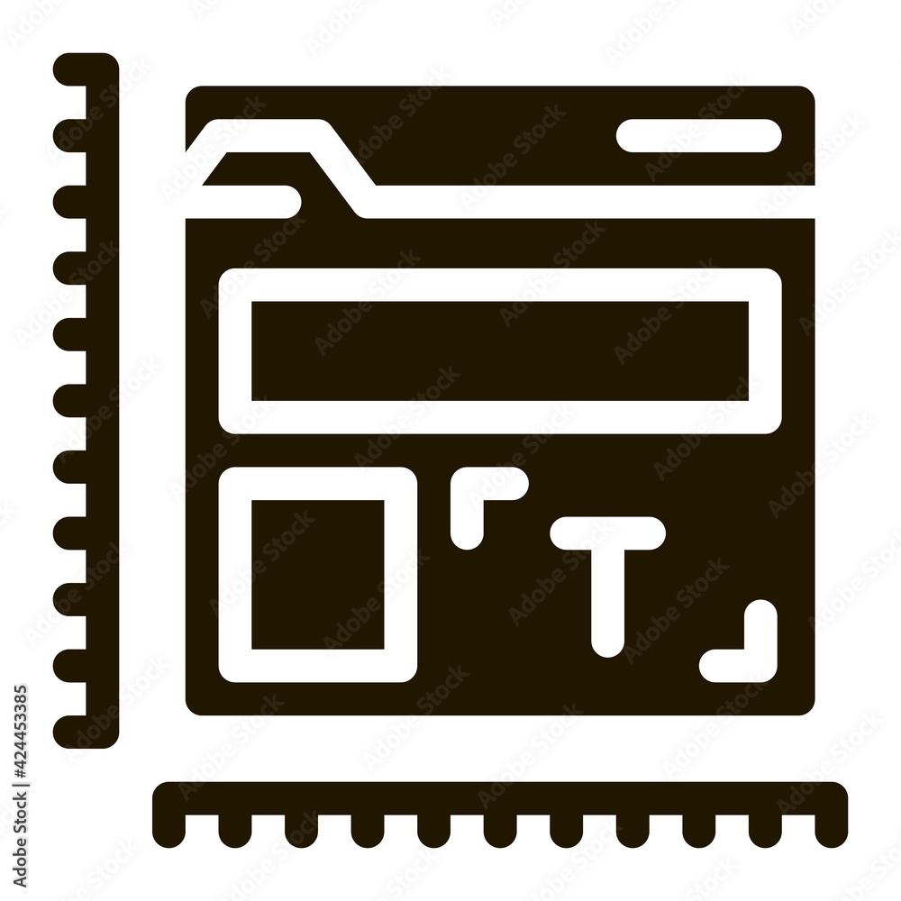 Poster creature and design web site glyph icon vector. creature and design web site sign. isolated symbol i