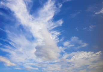 Skyline background, white clouds and blue sky