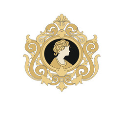 ANCIENT HERALDIC EMBLEM OF GOLD CLASSIC STYLE HISTORICAL ICON