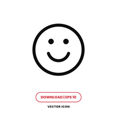 Smile icon vector. Face emoticon sign