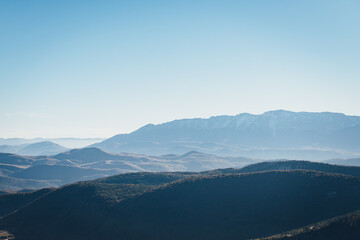 Italian mountains - panoramic view of Apennines, located in Abruzzo. Municipality of Calascio, in the Province of L'Aquila, Abruzzo, Italy