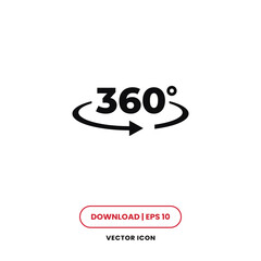 360 degrees view icon vector. Angle 360 degrees sign