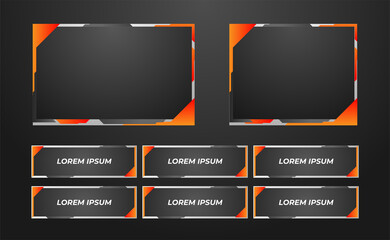 orange twitch panel overlay for online game streaming in modern style