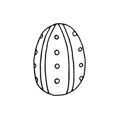 Easter egg. Doodle. Vector. Hand-drawn illustration. Coloring. Black and white outline. Silhouette.