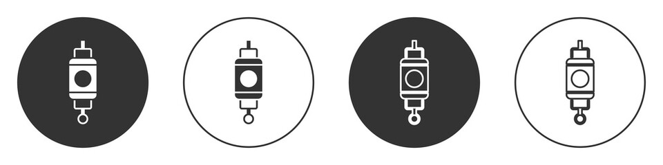 Black Chinese paper lantern icon isolated on white background. Circle button. Vector