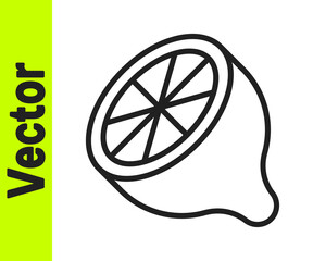 Black line Lemon icon isolated on white background. Vector