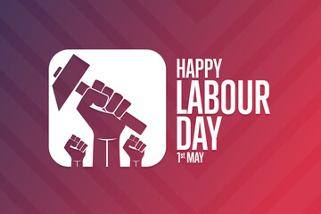 Happy Labour Day. 1 May. Holiday concept. Template for background, banner, card, poster with text inscription. Vector EPS10 illustration.