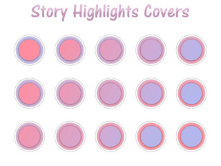 Set of Instagram Story Highlights Covers Icons. Colourful gradient background. Set of templates for social networks and blogs, 3D