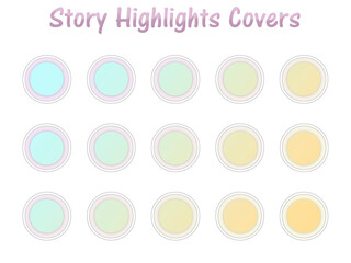 Set of Instagram Story Highlights Covers Icons. Colourful gradient background. Set of templates for social networks and blogs, 3D