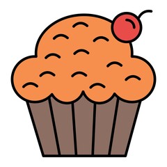 Vector Cupcake Outline Icon Design