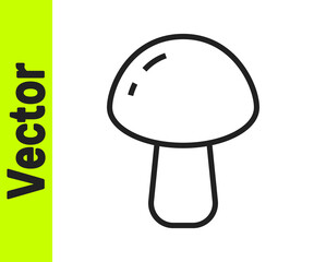 Black line Mushroom icon isolated on white background. Vector