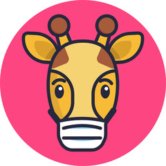 Giraffe Emoji Icons. Vector Illustrations