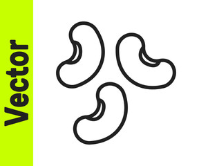 Black line Beans icon isolated on white background. Vector