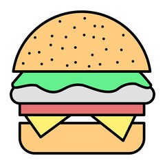 Vector Hamburger Outline Icon Design